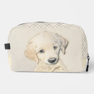 Golden Retriever Puppy Painting Original Dog Art Dopp Kit
