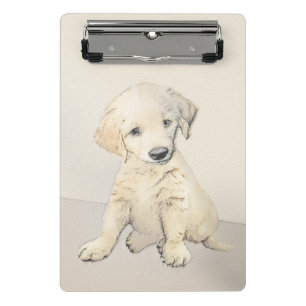 Golden Retriever Puppy Painting - Original Dog Art Mini Clipboard