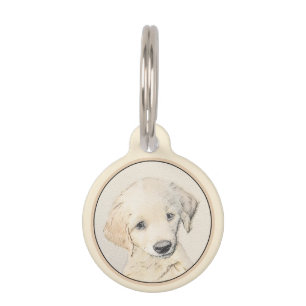 Golden Retriever Puppy Painting - Original Dog Art Pet Tag