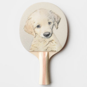 Golden Retriever Puppy Painting - Original Dog Art Ping Pong Paddle