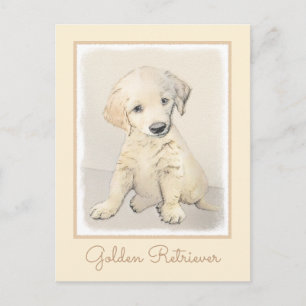 Golden Retriever Puppy Painting - Original Dog Art Postcard