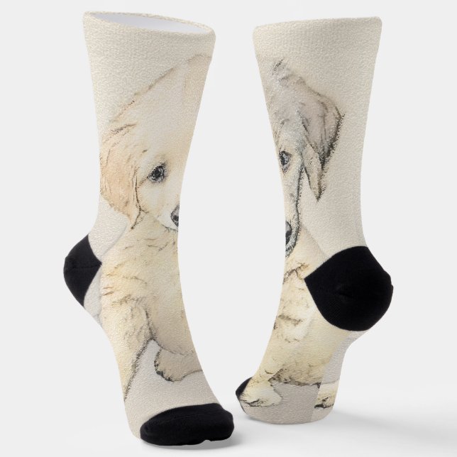 Golden Retriever Puppy Painting - Original Dog Art Socks (Angled)