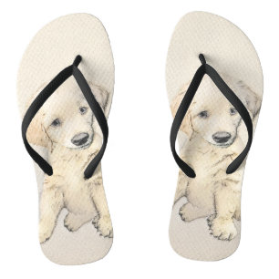 Golden Retriever Puppy Painting - Original Dog Art Thongs