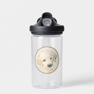 Golden Retriever Puppy Painting - Original Dog Art Water Bottle