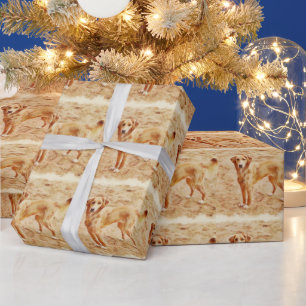 Golden Retriever Puppy Pattern Wrapping Paper