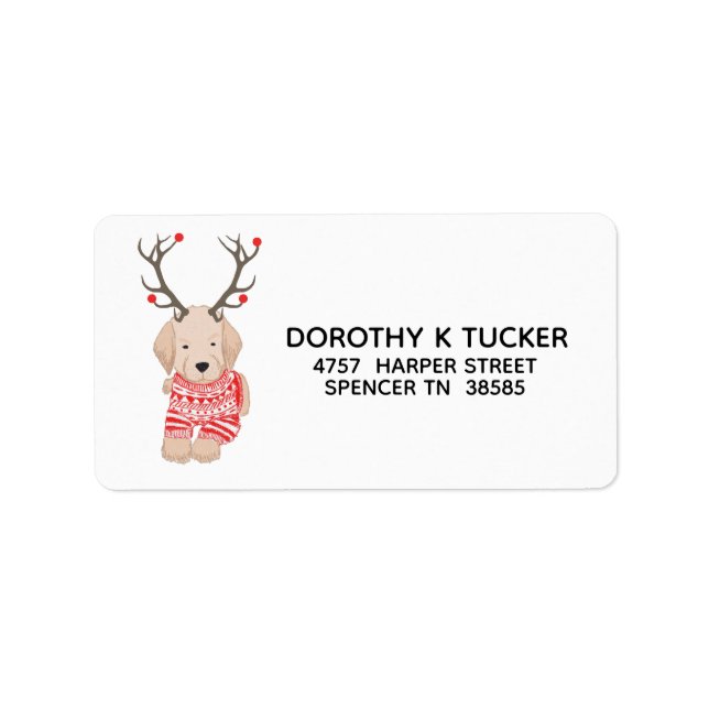 Golden Retriever Puppy Reindeer Antlers Sweater Label (Front)