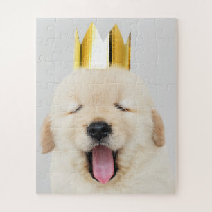 Golden Retriever Puppy Sleepy in Crown Jigsaw Puzzle