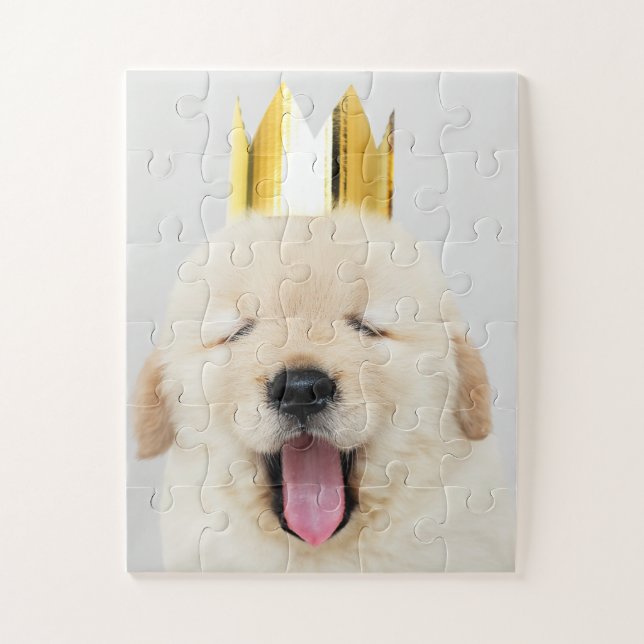 Golden Retriever Puppy Sleepy in Crown Jigsaw Puzzle (Vertical)