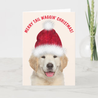 Golden Retriever Puppy Tail Waggin' Christmas Holiday Card