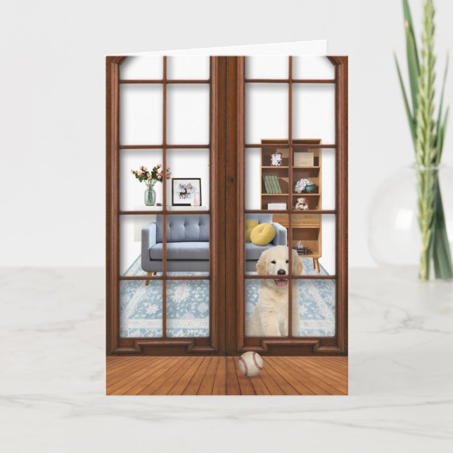 Golden Retriever Puppy Thinking Of You Card (Front)