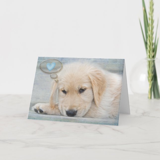 Golden Retriever Puppy Thinking of You Card (Front)