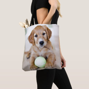 Golden Retriever Puppy Wants To Play Tote Bag
