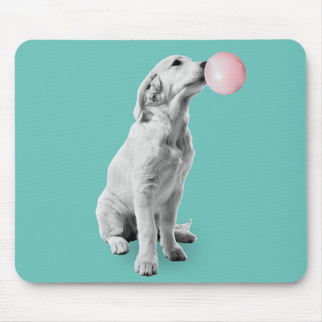 Golden Retriever Puppy with Bubble Gum Mouse Pad (Front)