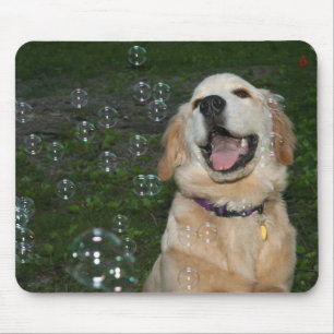 Golden Retriever Puppy with Bubbles Mouse Pad