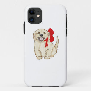 Golden Retriever Puppy with Red Ribbon iPhone 11 Case