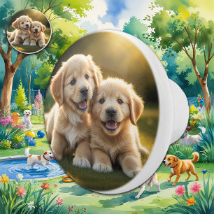 Golden Retriever Pups Ceramic Knob