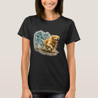 Golden Retriever Racing Ghost Bicycles T-Shirt