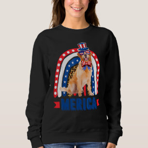 Golden Retriever Rainbow Leopard Merica Flag 4th O Sweatshirt