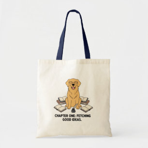Golden Retriever Reading Creative Book Design Tote Bag