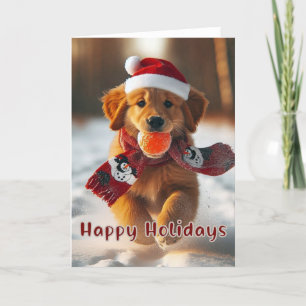 Golden Retriever Red Puppy Christmas Card