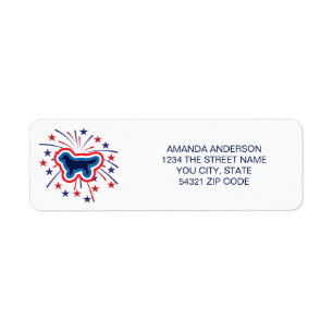 Golden Retriever Red White Blue 4th July Label Return Address Label