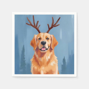 Golden Retriever Reindeer Antlers Christmas Dog Napkin