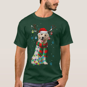 Golden Retriever Reindeer Christmas Lights Funny X T-Shirt