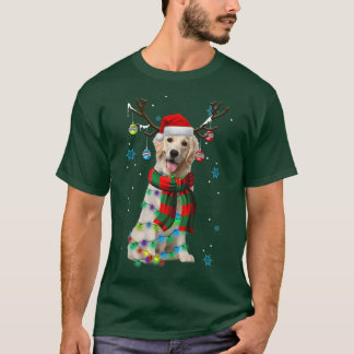 Golden Retriever Reindeer Christmas Lights Funny X T-Shirt