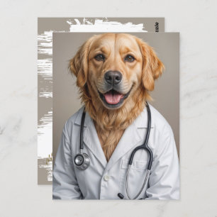 Golden Retriever Reminder from Veterinarian Office Postcard