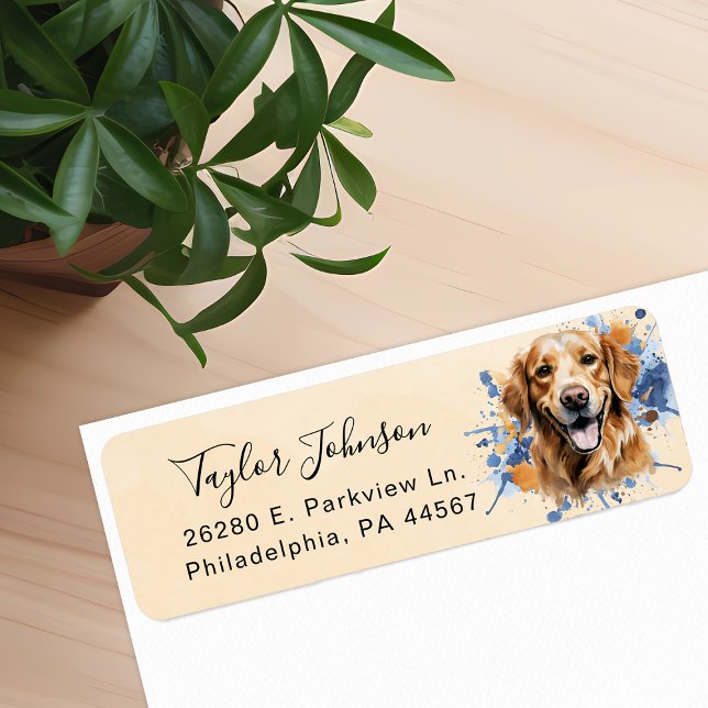 Golden Retriever Return Address Label (Creator Uploaded)