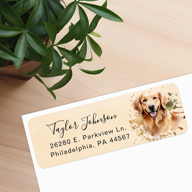 Golden Retriever Return Address Label (Creator Uploaded)