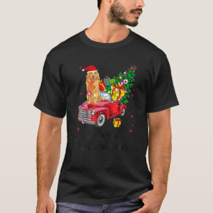 Golden Retriever Ride Red Truck Christmas Pajama T-Shirt