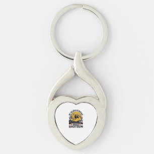 Golden Retriever Rides Shotgun Halloween Witch Art Key Ring