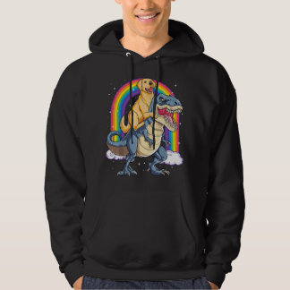 Golden Retriever Riding Dinosaur T rex Gifts Boys  Hoodie