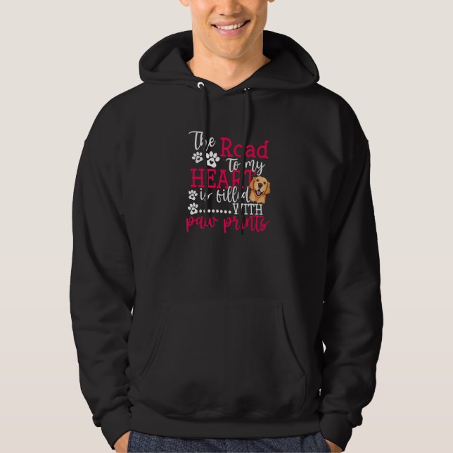 Golden Retriever Road To My Heart Funny Dog  Graph Hoodie (Front)