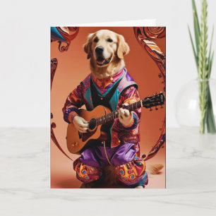 Golden Retriever Rock Star Card