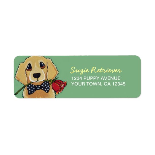 Golden Retriever & Rose | Dog Return Address Label