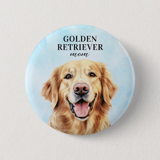 Golden Retriever Round Button Pin (Front)