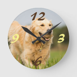 Golden Retriever Round Clock