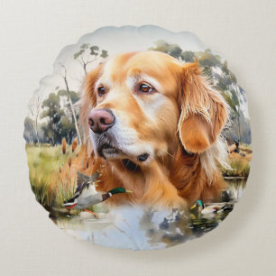 Golden Retriever Round Cushion