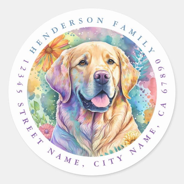 Golden Retriever Round Stickers (Front)