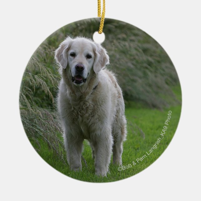Golden Retriever Running 2 Ceramic Tree Decoration (Front)