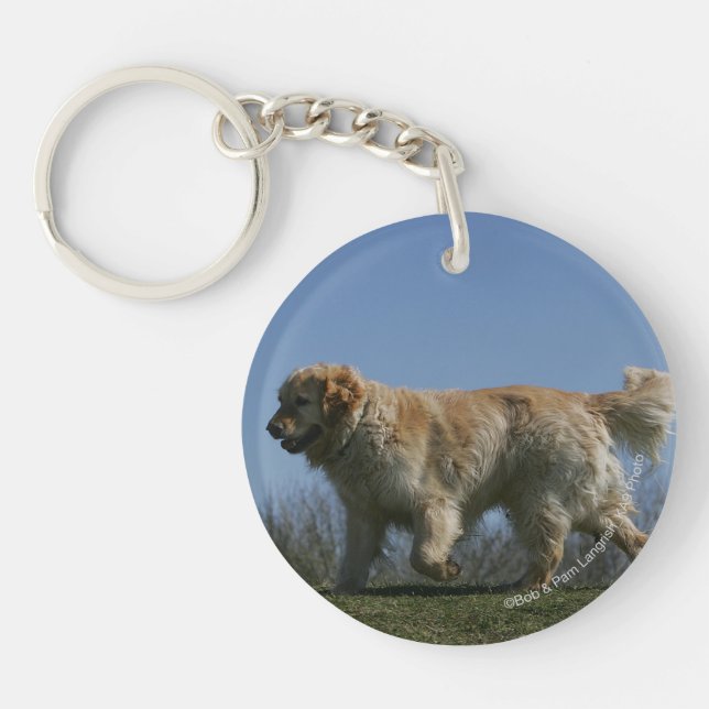 Golden Retriever Running 3 Key Ring (Front)