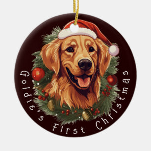 Golden Retriever’s First Christmas Ceramic Ornament