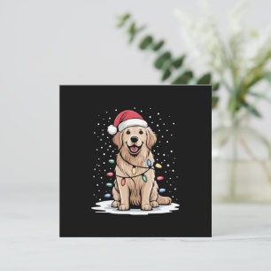 Golden Retriever Santa Christmas Tree Lights Xmas Holiday Card
