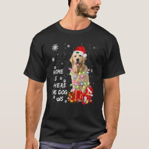 Golden Retriever Santa Christmas Tree Lights Xmas  T-Shirt