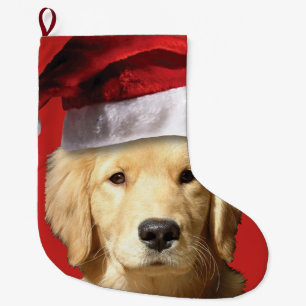 Golden Retriever Santa Claus Large Christmas Stocking
