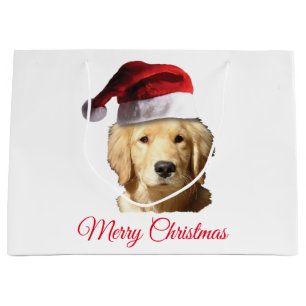 Golden Retriever Santa Claus Large Gift Bag