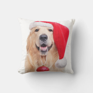 Golden Retriever Santa Cushion