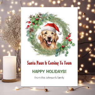Golden Retriever Santa Cute Funny Christmas Holiday Card